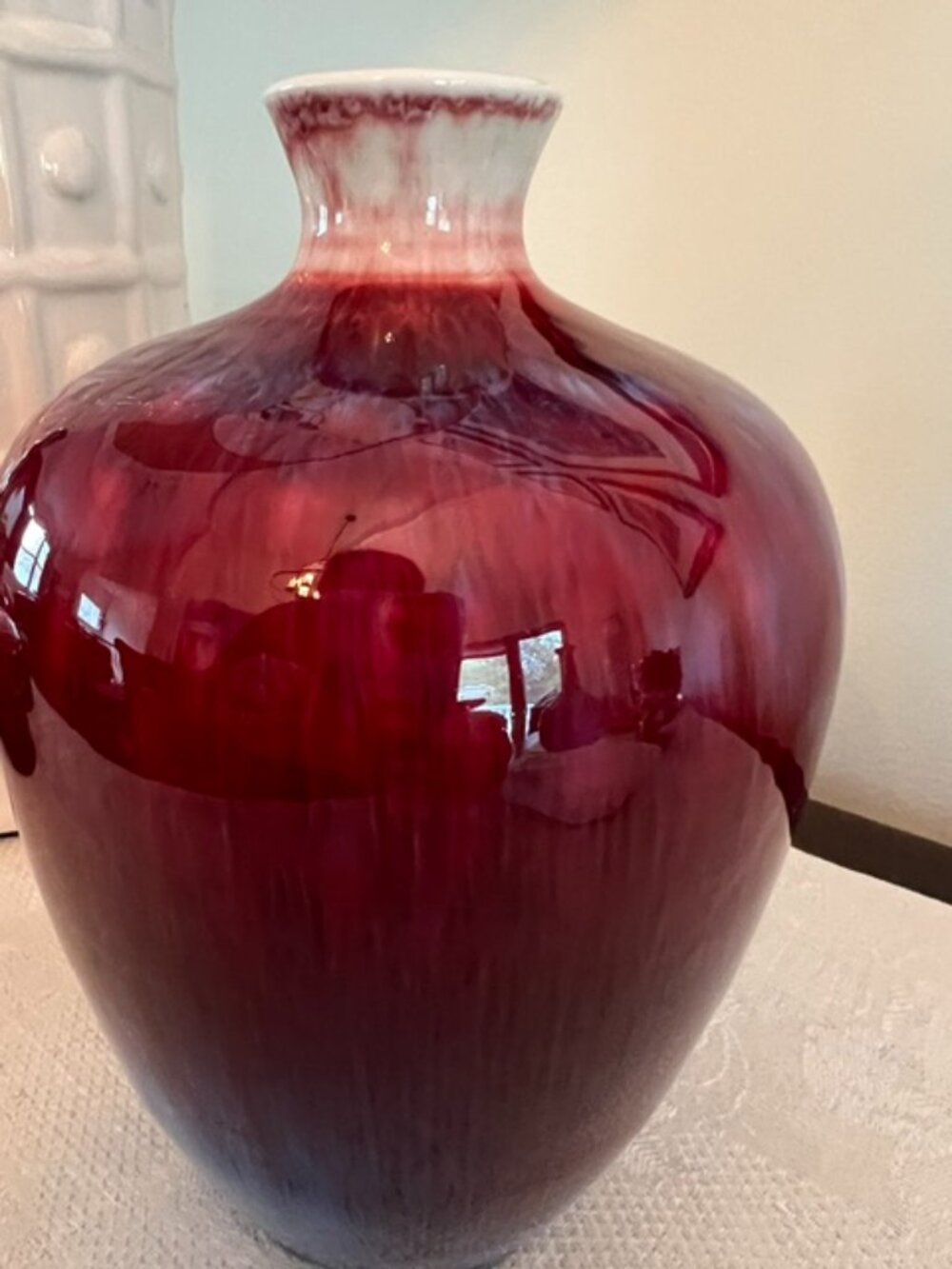 VTG Chinese Porcelain Vase Purple Oxblood Drip Flambe Glaze Jingdezhen 9"